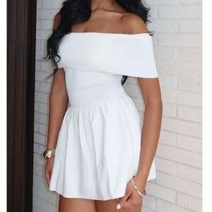 White Fox Boutique White One-Shoulder Fit & Flare Mini Dress